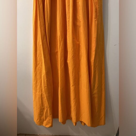 Farm Rio Orange Cotton Maxi Dress Sweetheart Neckline Bustier Flowy - Picture 12 of 16